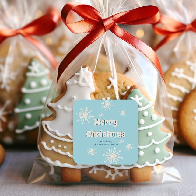 Christmas Snowflakes Fun Cute Winter Blue White Square Sticker (Creator Uploaded)