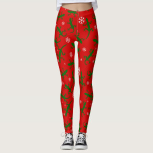 christmas snowflakes geckos leggings