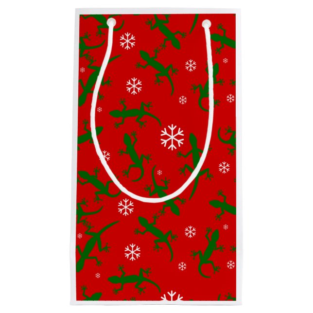 christmas snowflakes geckos small gift bag (Front)