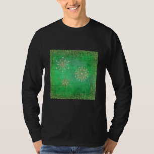 Christmas Snowflakes Green & Gold Glitter T-Shirt