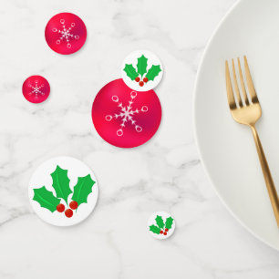 Christmas Snowflakes & Holly Berry Table Confetti