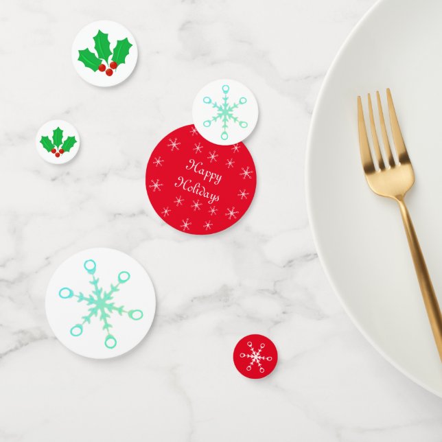 Christmas snowflakes & holly berry Table Confetti (Group)