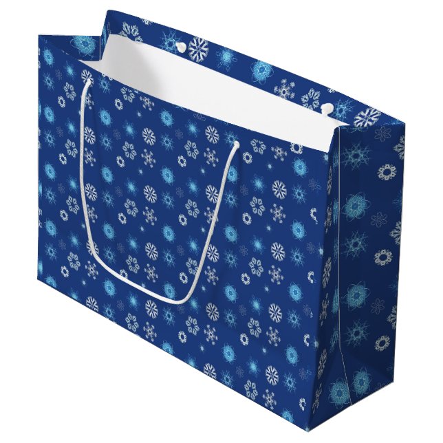Christmas snowflakes large gift bag (Front Angled)
