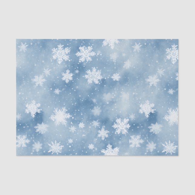 Christmas Snowflakes Light Blue Sky Tissue Paper (Front)