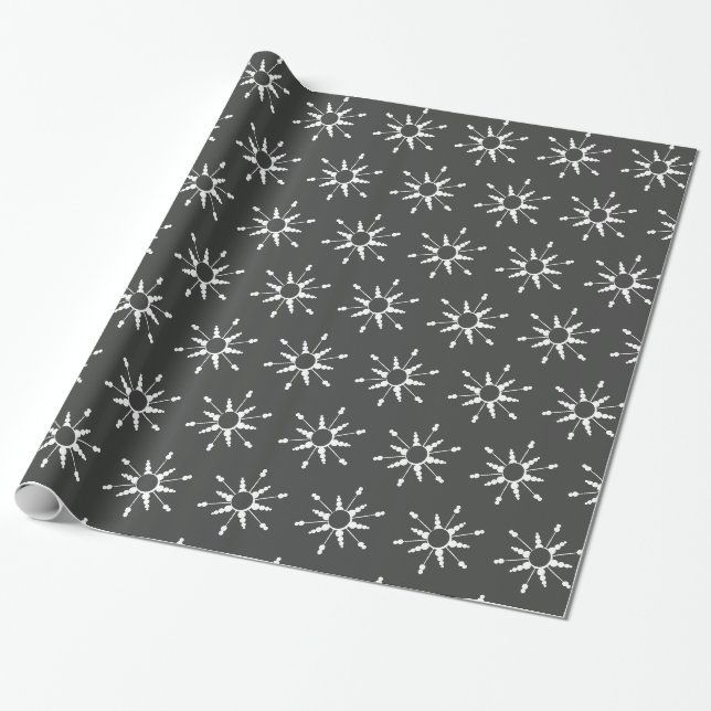 Christmas Snowflakes Modern Wrapping Paper (Unrolled)