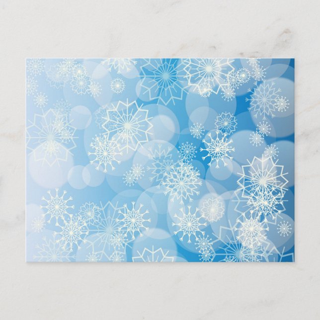 Christmas snowflakes on a blue background         holiday postcard (Front)