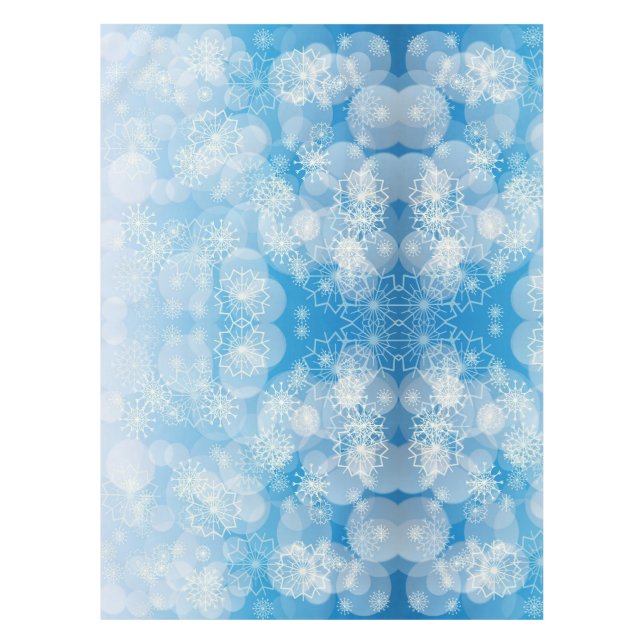Christmas snowflakes on a blue background         tablecloth (Front)