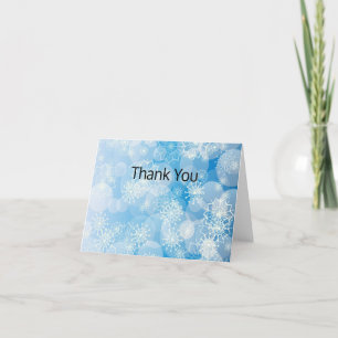 Christmas snowflakes on a blue background thank you card
