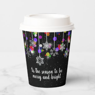 Christmas Snowflakes On Black Paper Cups
