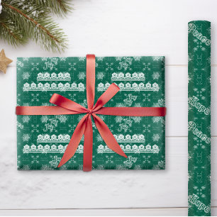 Christmas Snowflakes on Emerald Green Wrapping Paper