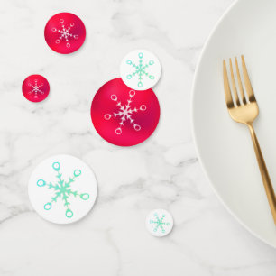 Christmas snowflakes on red & white Table Confetti
