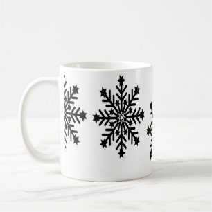 Christmas snowflakes on white coffee mug