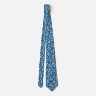 Christmas snowflakes pattern blue tie