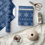 Christmas Snowflakes pattern custom background 2 Wrapping Paper<br><div class="desc">This white abstract Christmas snowflakes pattern with a customisable dark-blue background.</div>