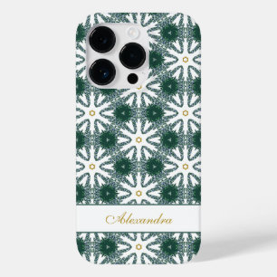 Christmas Snowflakes Pattern Personalised Green Case-Mate iPhone 14 Pro Case