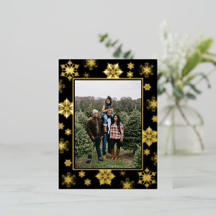 Christmas Snowflakes Photo   Black Foil Holiday Postcard