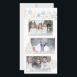 Christmas Snowflakes Pink Blue Gold Collage PHOTO Holiday Card<br><div class="desc">Modern snowflake ornament design in light pastel colours; pink, blue, white and gold. Easy to edit family Christmas Holiday photo collage card with HAPPY HOLIDAYS or MERRY CHRISTMAS or LET IT SNOW. See matching items in collection. Send these to your family and friends during the holiday season - makes great...</div>