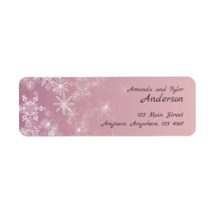 Christmas Snowflakes Pink Holiday Return Address