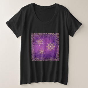 Christmas Snowflakes Purple & Gold Glitter Plus Si Size T-Shirt