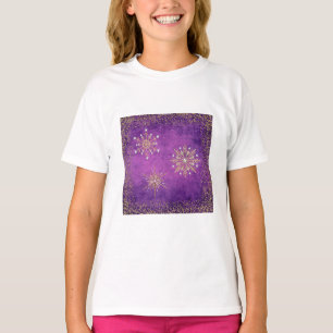 Christmas Snowflakes Purple & Gold Glitter T-Shirt
