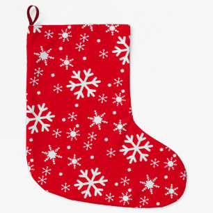 Christmas snowflakes red Stocking