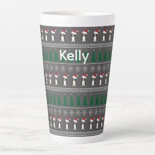 Christmas Snowflakes, Santa Dog, Tree Latte Mug
