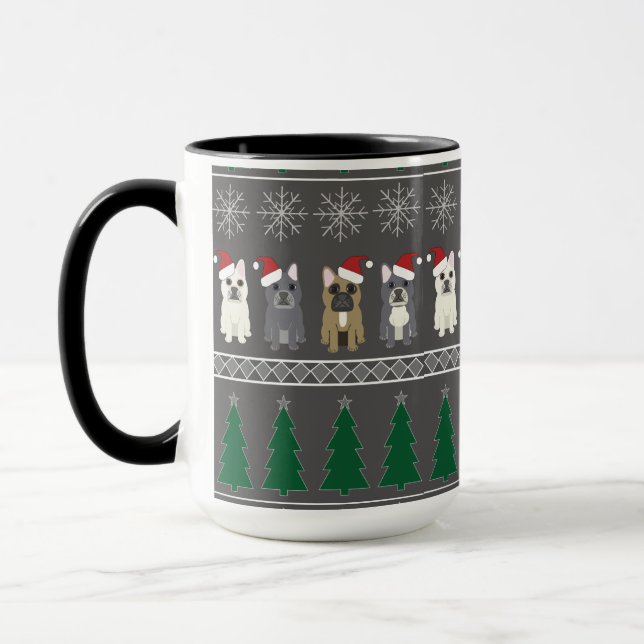 Christmas Snowflakes, Santa Dog, Tree Mug (Left)