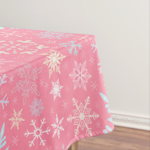 Christmas Snowflakes Scandinavian Pretty Pink Tablecloth
