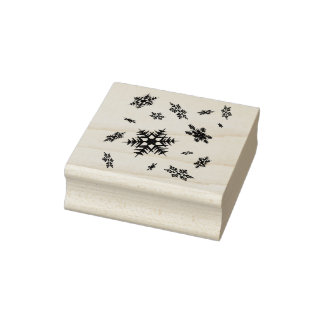 Christmas Snowflakes Scrapbook Wooden Art Stamper Rubber Stamp