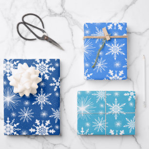 Christmas Snowflakes Shades Of Blue Wrapping Paper Sheet