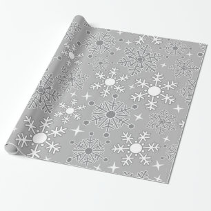 Christmas snowflakes silver grey pattern wrapping paper