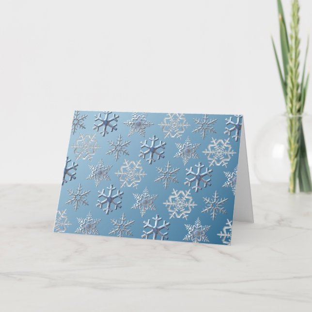 Christmas Snowflakes Silver White Holiday Card (Front)