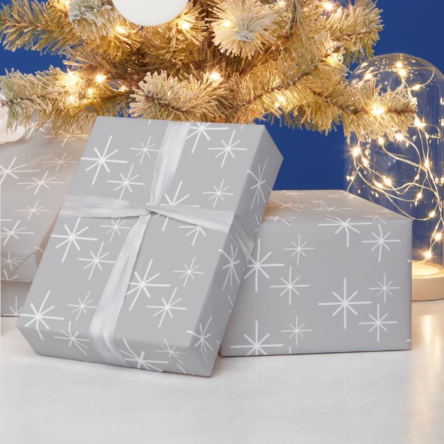Christmas Snowflakes Silver  wrapping paper (Holidays)