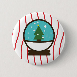 Christmas Snowflakes Snow Trees Snowglobe 6 Cm Round Badge