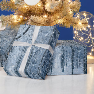 Christmas snowflakes through the trees wrapping paper