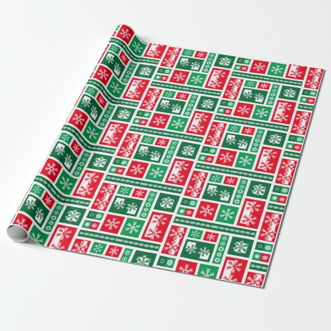 Christmas Snowflakes Wrapping Paper (Unrolled)