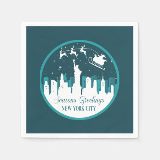 CHRISTMAS SNOWGLOBE NEW YORK CITY SKYLINE PAPER NAPKIN