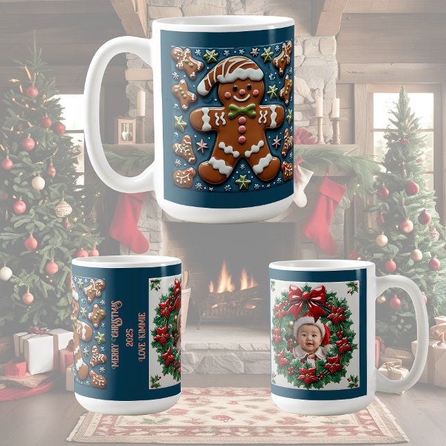 Christmas Snowing Gingerbread Man Customisable Coffee Mug (Creator Uploaded)