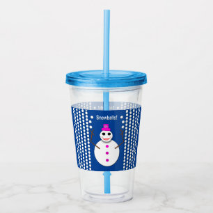 Christmas Snowlady Juggling Snowballs Funny Acrylic Tumbler