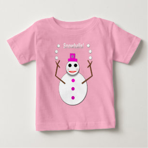 Christmas Snowlady Juggling Snowballs Funny Baby T-Shirt