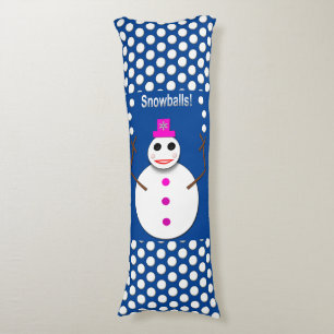 Christmas Snowlady Juggling Snowballs Funny Body Cushion