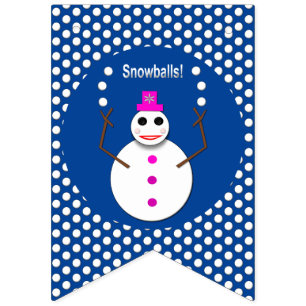 Christmas Snowlady Juggling Snowballs Funny Bunting