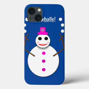 Christmas Snowlady Juggling Snowballs Funny iPhone 13 Case