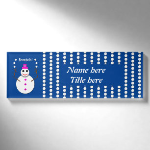 Christmas Snowlady Juggling Snowballs Funny Custom Name Tag