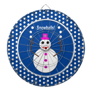 Christmas Snowlady Juggling Snowballs Funny Dartboard