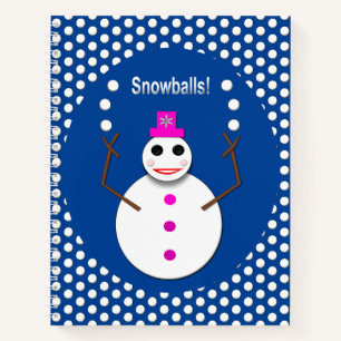 Christmas Snowlady Juggling Snowballs Funny Notebook