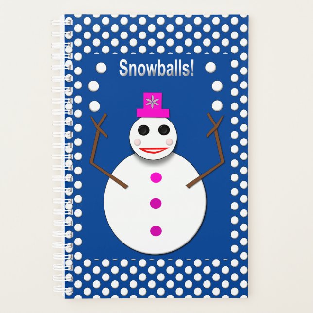 Christmas Snowlady Juggling Snowballs Funny Planner (Front)