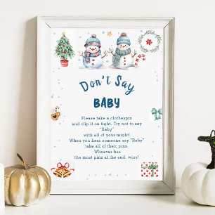 Christmas Snowma"Don't Say Baby" Baby Shower Game  Poster
