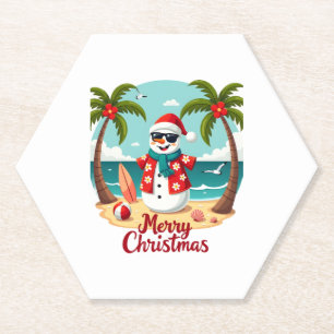 christmas Snowman (1) Paper Coaster