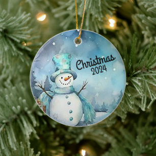 Christmas Snowman 2024 Ceramic Tree Decoration